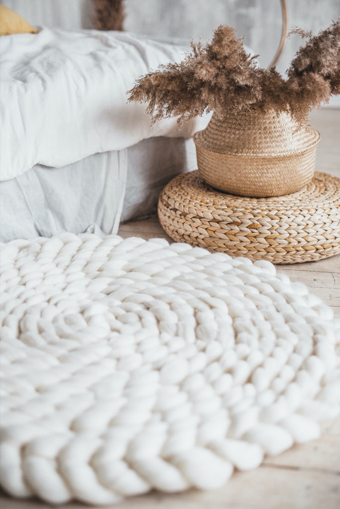 Chunky Knit Round Rug from Premium Quality Merino Wool