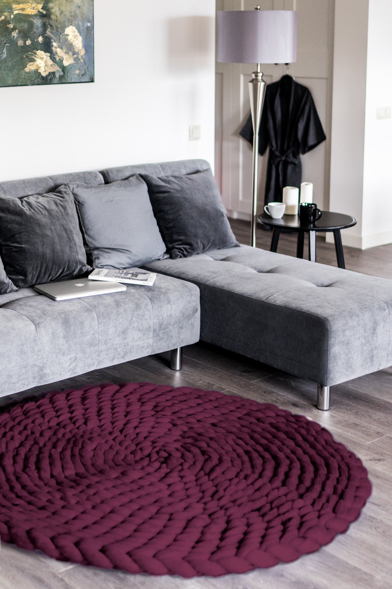 Chunky Knit Decor - Cute Round Rug from Merino Wool | Wool Art