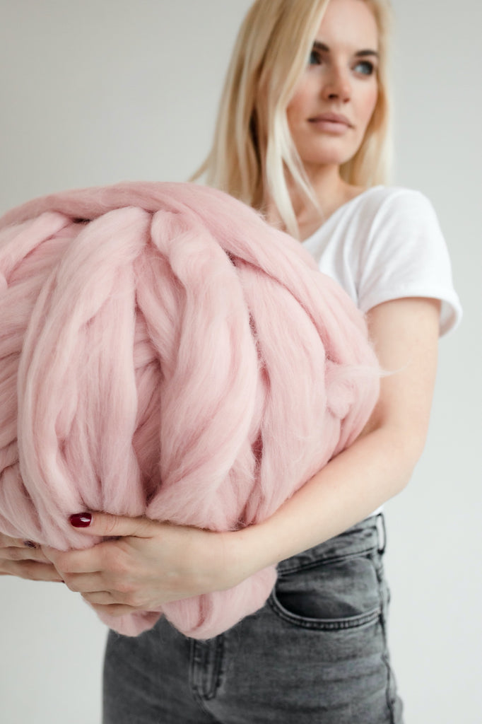 Pink Chunky Knit Wool