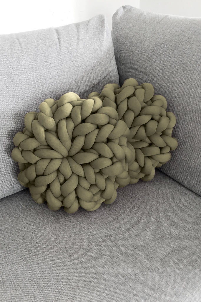 Throw Pillow Chunky Knit Pillow Tube Cushion Set Olive Green 735