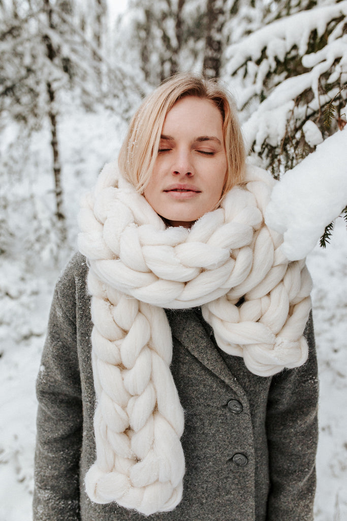 Chunky Knit Scarf - White